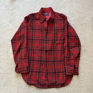 VTG Pendleton Men's Lumberjack Flannel Wool Work Shirt Red Plaid • USA • M